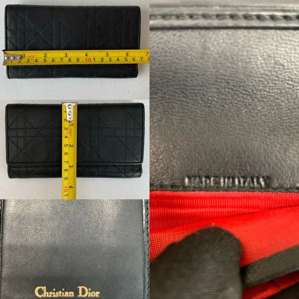 Christian Dior cannage Black leather long wallet authentic with COA